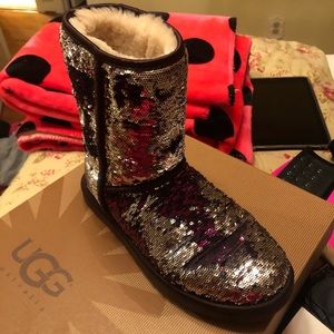 Silver + Purple Sparkle Uggs